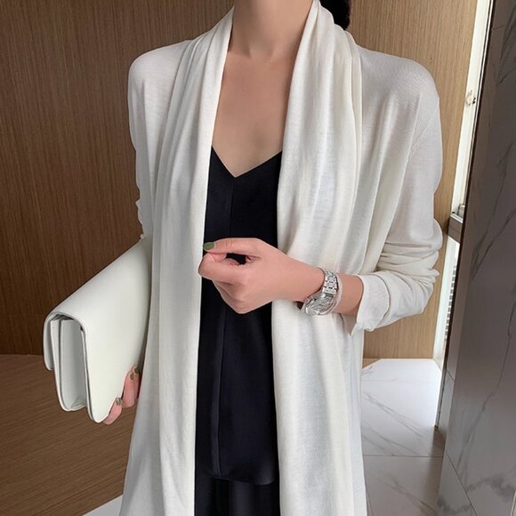 CHICJOC Women The Row-Style Jersey Silk-Cotton Knit Cardigan – Size 36 - Picture 5 of 13